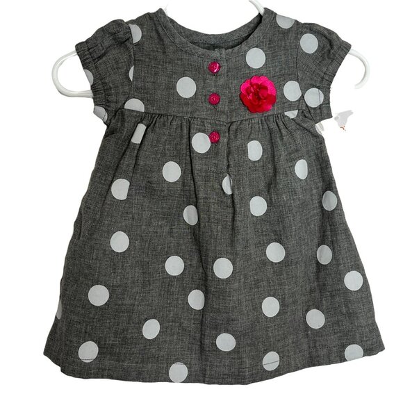 Carters Baby Girls 3M Dress & Cardigan Set Pink Gray Polka Dot Outfit - Picture 3 of 9
